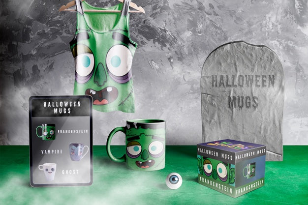 Free Front View Of Halloween Frankenstein Monster Mock-Up Psd