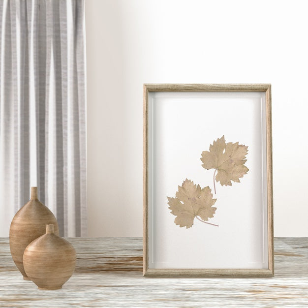 Free Front View Of House Decor With Frame And Curtains Psd