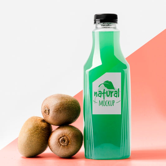 Free Front View Of Kiwi Juice Bottle Psd