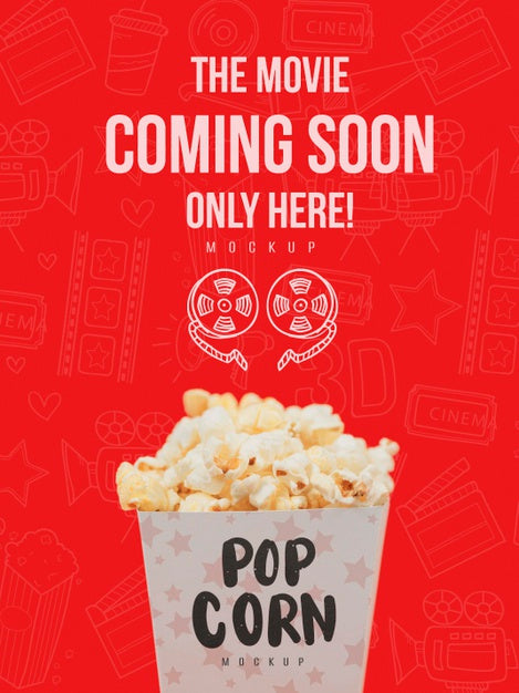 Free Front View Of Popcorn Cup For Cinema Psd