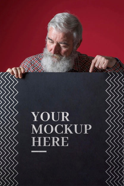 Free Front View Of Senior Man Mock-Up Psd