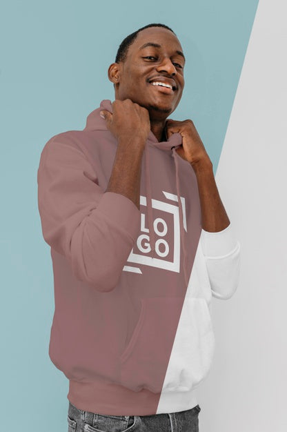 Free Front View Of Stylish Man In Hoodie Psd