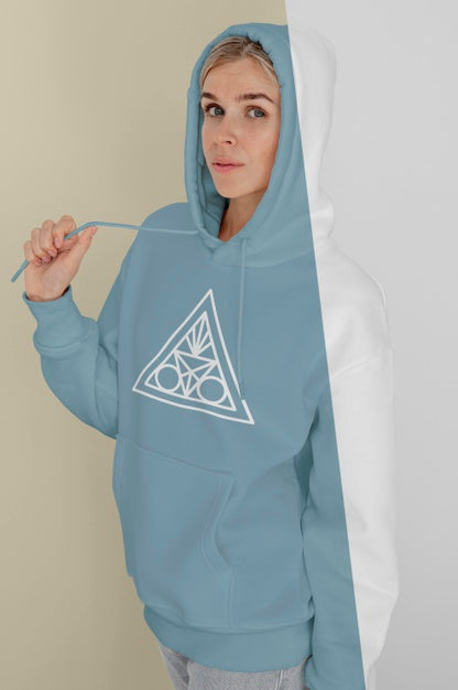 Free Front View Of Stylish Woman In Hoodie Psd