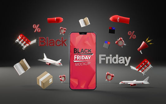 Free Front View Offers For Black Friday Dark Background Psd