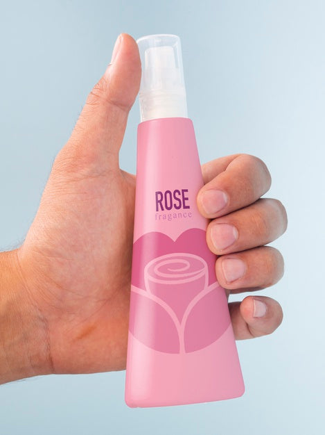 Free Front View Pink Fragrance Bottle Mock-Up Psd