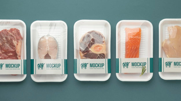 Free Frozen Food Arrangement With Mock-Up Packaging Psd