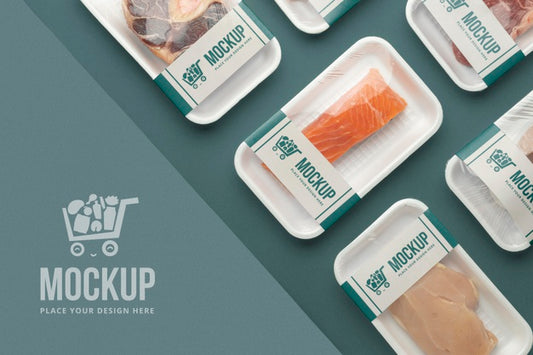 Free Frozen Food Arrangement With Mock-Up Packaging Psd