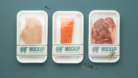 Free Frozen Food Arrangement With Mock-Up Packaging Psd