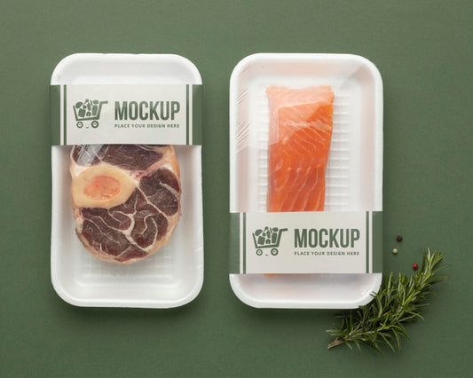 Free Frozen Food Assortment With Mock-Up Packaging Psd