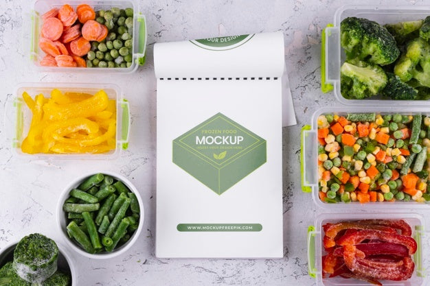 Free Frozen Food With Notepad Mockup Design Psd