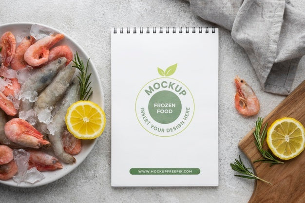 Free Frozen Food With Notepad Mockup Design Psd