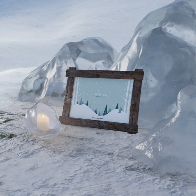 Free Frozen Scene On Winter With Frame Psd