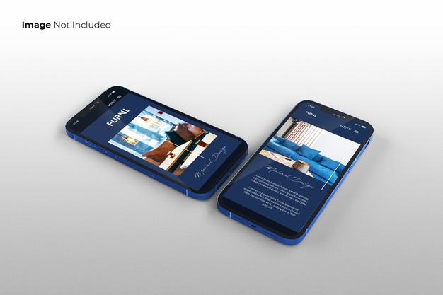 Free Full Screen Blue Smartphone Mockup Design Psd