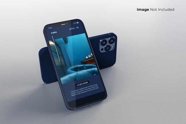 Free Full Screen Blue Smartphone Mockup Design Psd