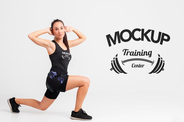 Free Full Shot Woman Training Mock-Up Psd