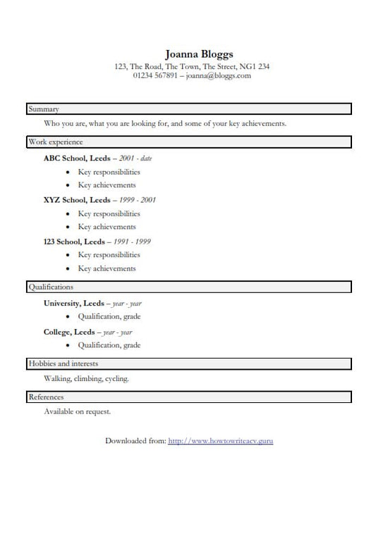 Free Functional Resume CV Template in Microsoft Word (DOCX) Format