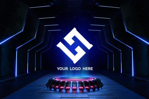 Free Futuristic Pedestal For Logo Mockup Psd