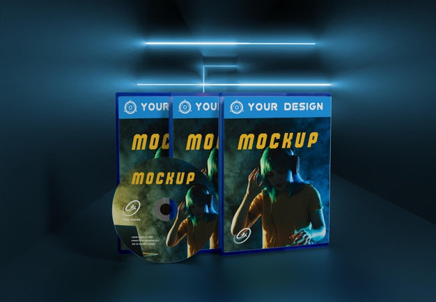 Free Gaming Abstract Packaging And Cd Mockup Psd