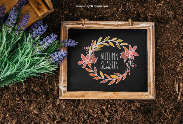 Free Gardening Mockup With Slate Psd