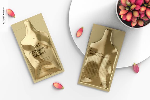 Free Gel Packaging Sachets Mockup Psd