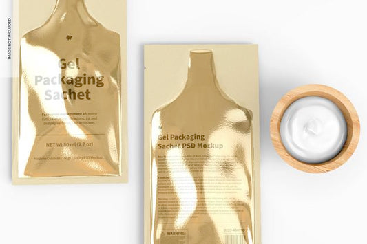 Free Gel Packaging Sachets Mockup Psd