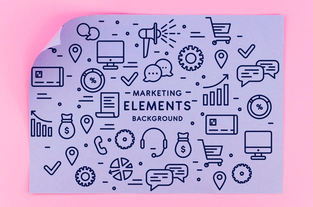 Free Geometry Paper Mock-Up With Marketing Elements Psd