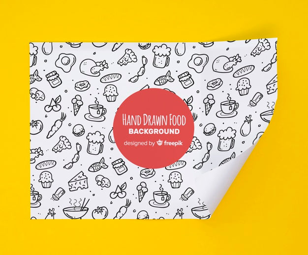 Free Geometry Paper With Hand Drawn Foods Psd