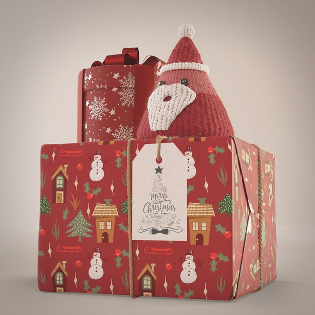 Free Gifts Wrapped In Red Decorative Paper Psd