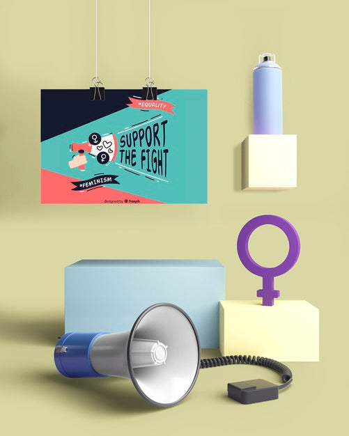 Free Girl Power Concept Arrangement Mock-Up Psd