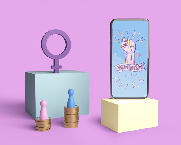 Free Girl Power Concept Assortment With Phone Mock-Up Psd