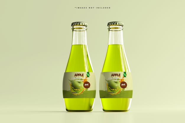 Free Glass Beverage Bottles Mockup Psd