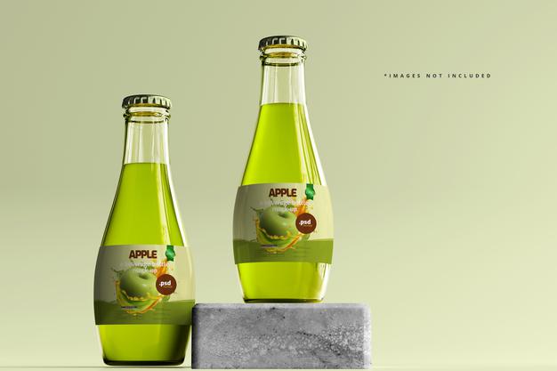 Free Glass Beverage Bottles Mockup Psd