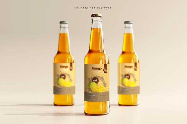 Free Glass Beverage Bottles Mockup Psd