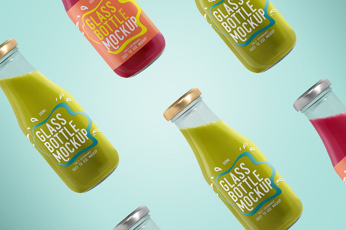 Free Glass Bottle Mockup