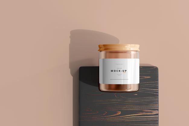 Free Glass Cosmetic Jar Mockup Psd