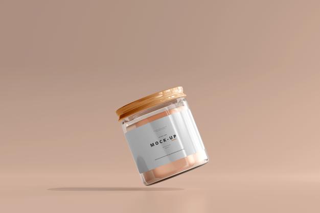 Free Glass Cosmetic Jar Mockup Psd