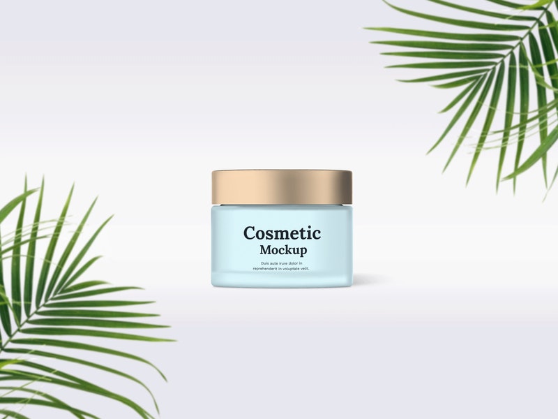 Free Glass Cosmetic Jar Mockup