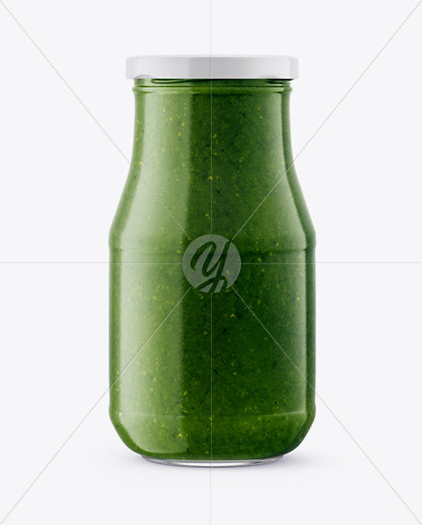 Free Glass Jar With Pesto Sauce Mockup