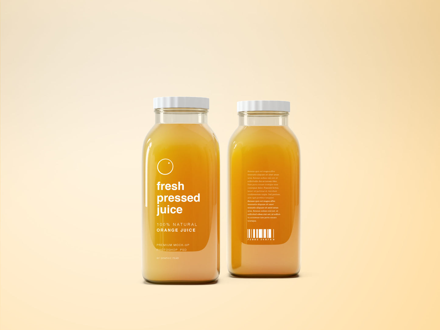 Free Glass Juice Bottle Mockup Psd