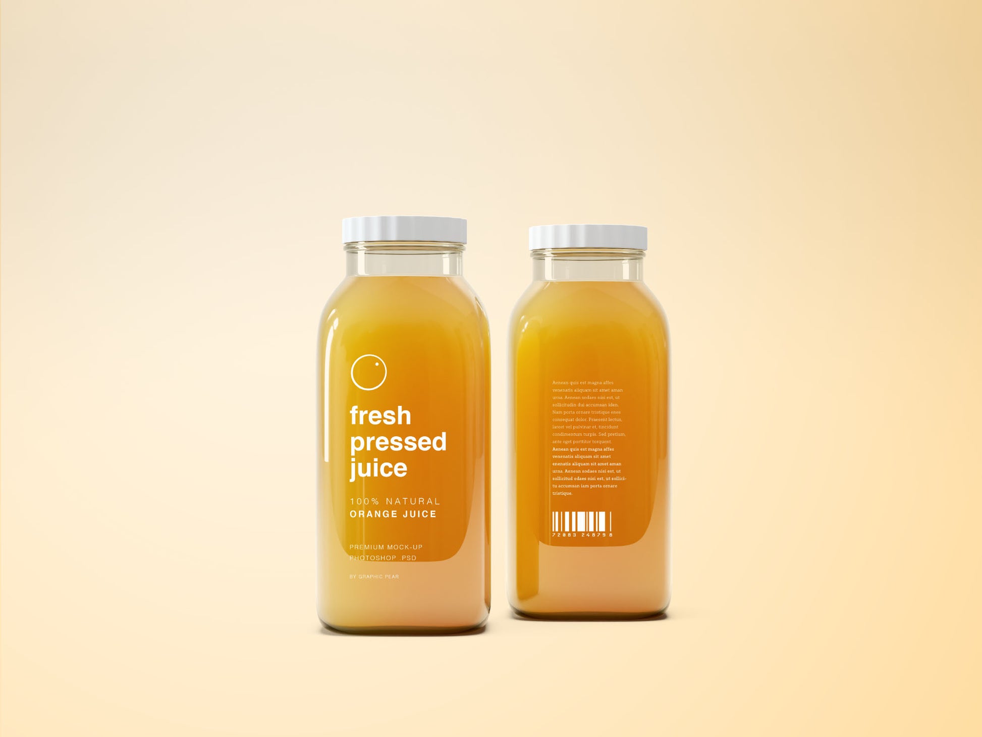 Free Glass Juice Bottle Mockup Psd