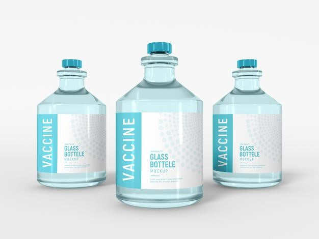 Free Glass Vaccine Bottle Packaging Mockup Psd