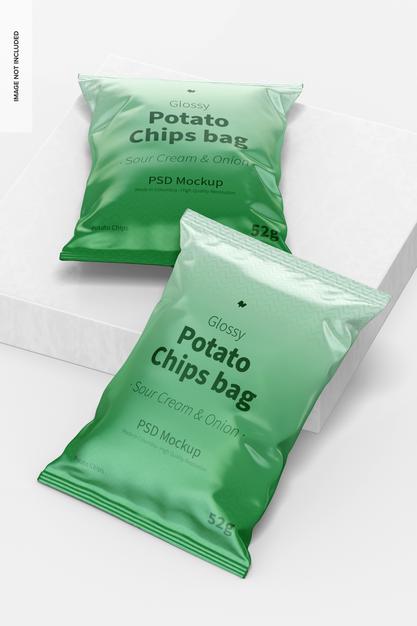 Free Glossy Chips Bags Mockup Psd