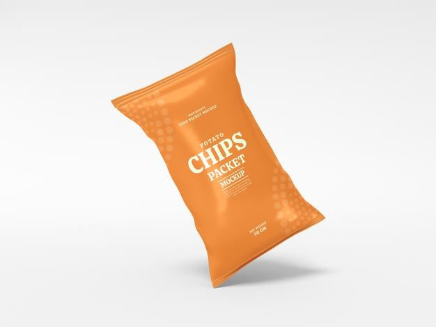 Free Glossy Foil Chips Packet Mockup Psd