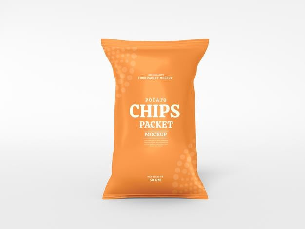 Free Glossy Foil Chips Packet Mockup Psd