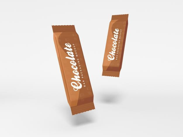 Free Glossy Foil Chocolate Bar Packaging Mockup Psd