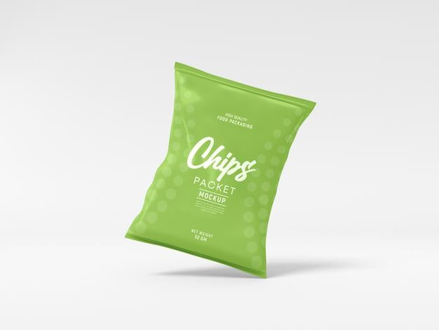 Free Glossy Foil Food Packet Mockup Psd