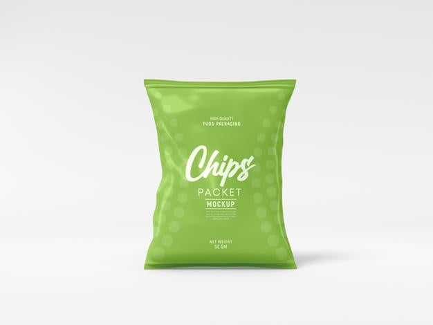 Free Glossy Foil Food Packet Mockup Psd