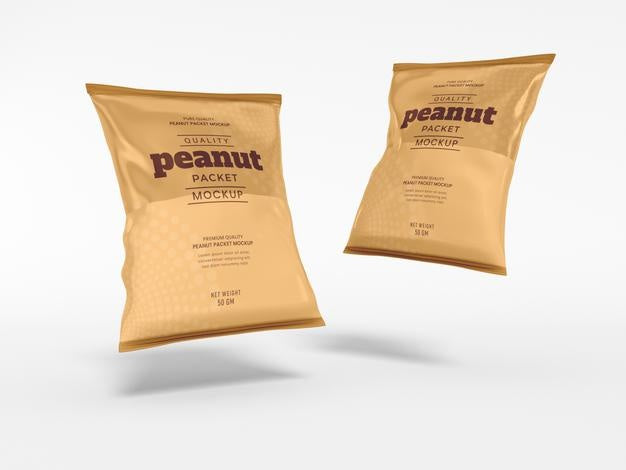 Free Glossy Foil Peanut Packaging Mockup Psd