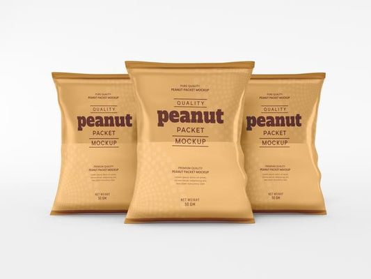 Free Glossy Foil Peanut Packaging Mockup Psd