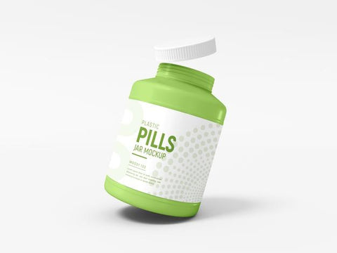 Free Glossy Plastic Pill Jar With Box Mockup Psd